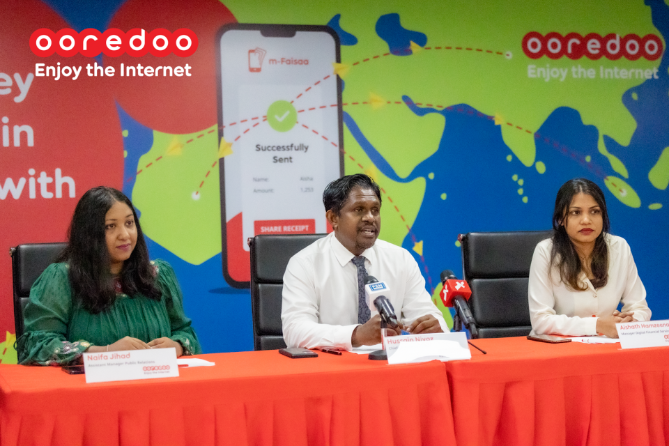 Ooredoo in M- Faisaa medhuverikoh international money trandfer ge khidumah dhenee