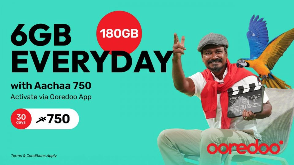 Ooredoo aacha prepaid plan aa eku komme mahaku 6 gb, mulhi mahah 180 gb!