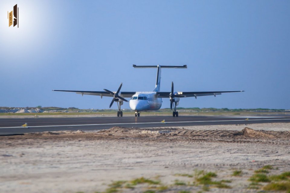 Hanimaadhoo Airport ge aa runway ge baeh beynun kuran fashaifi