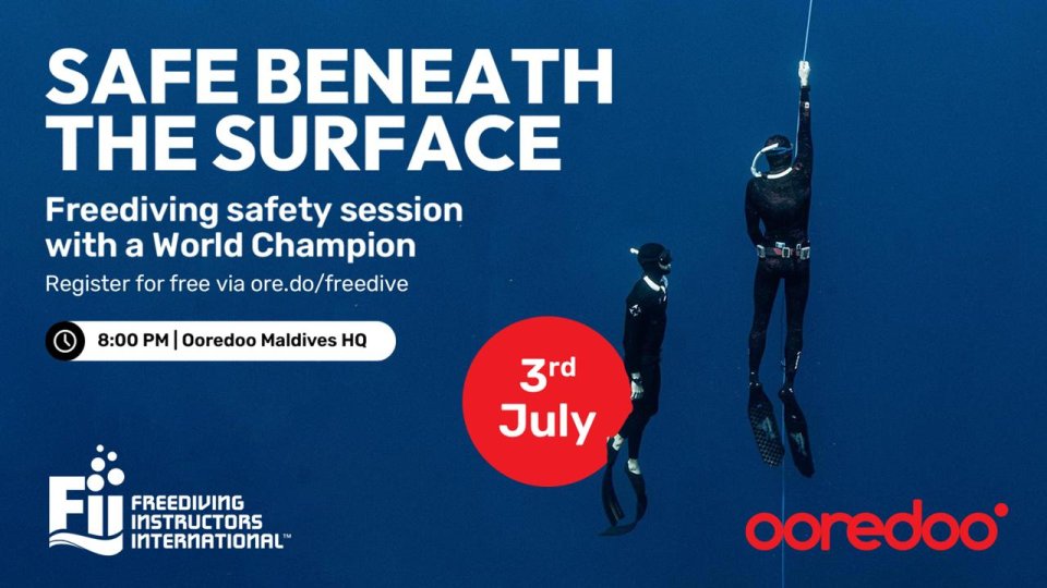 MII a gulhigen ooredoo in free diving safety session eh bavvanee