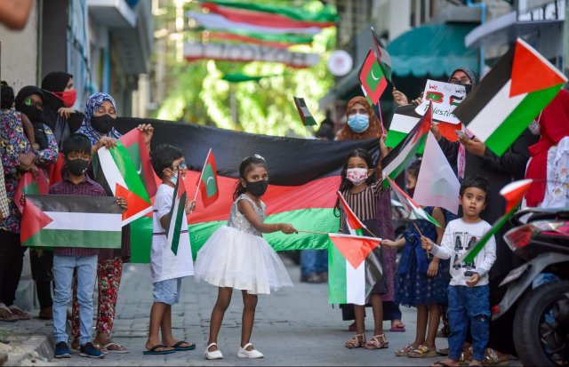 Dhivehinge dheelathi kamaa eku Palestine ge shukuru Dhivehinnah!
